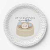 Kleine Dumpling White Blue Boy Verjaardag Papieren Bordje (Voorkant)