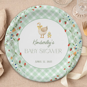 Kleine Dwaze Gans Geslachtsonzijdige Baby Shower Papieren Bordje