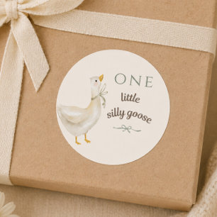 Kleine Dwaze Gans Salie Groene Verjaardagsfeestje Ronde Sticker