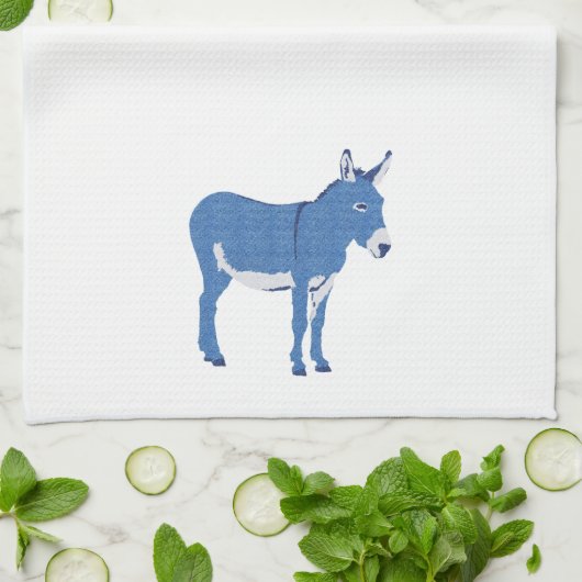 Kleine Eddie Donkey is niet echt blauw Theedoek (Gevouwen)