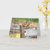 Kleine eekhoorn die aan je denkt kaart (Gele Bloem)