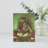 Kleine eekhoorn en paddenstoelen briefkaart (Staand voorkant)
