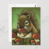 Kleine eekhoorn en paddenstoelen briefkaart (Voorkant / Achterkant)