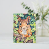 Kleine eekhoorn in eikenboom briefkaart (Staand voorkant)