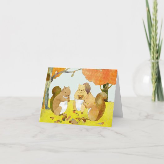 Kleine eekhoorns Thanksgiving Feest Feestdagen Kaart (Voorkant)