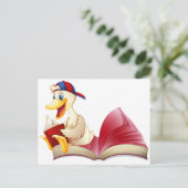 Kleine eend die een boek leest briefkaart (Staand voorkant)