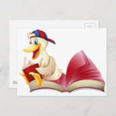 Kleine eend die een boek leest briefkaart (Voorkant / Achterkant)