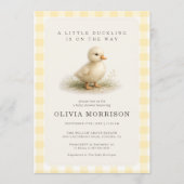 Kleine Eend Geel Gingham Baby Shower Kaart (Voorkant)