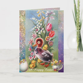 KLEINE EENDEN, KUIKENS, EENVOUDIGERE EIEREN MET ST FEESTDAGEN KAART