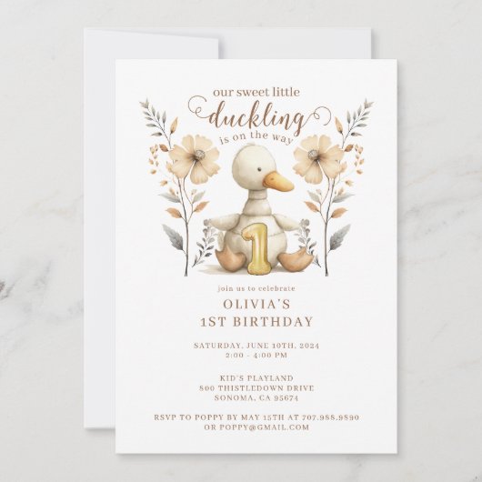 Kleine eendenverjaardag 1e Waterverf Kaart (Voorkant)
