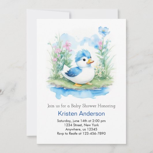 Kleine eendje betoverde jongen Baby shower Kaart (Voorkant)