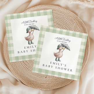 Kleine Eendje Groen Geslacht Neutrale Baby Shower Servet