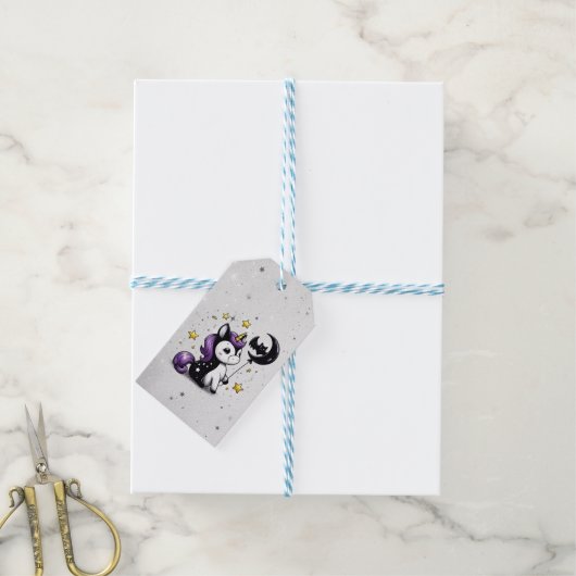 Kleine Eenhoorn Baby shower Cadeaulabel (Met Touw)