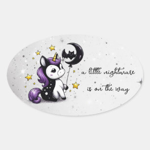 Kleine Eenhoorn Baby shower Ovale Sticker