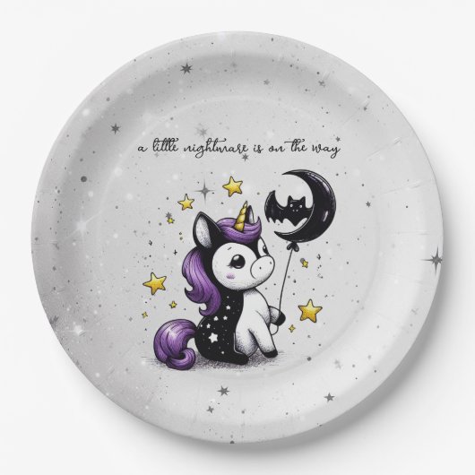 Kleine Eenhoorn Baby shower Papieren Bordje (Voorkant)