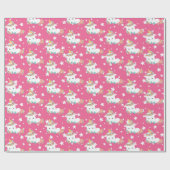 Kleine eenhoorn- en sterrenpartijomloop cadeaupapier (Vlak)