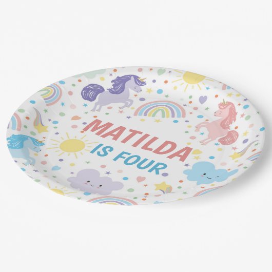 kleine eenhoorns papieren Borden Papieren Bordje (Gekanteld)