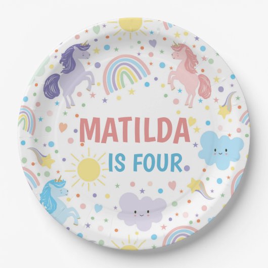  kleine eenhoorns papieren Borden Papieren Bordje (Voorkant)