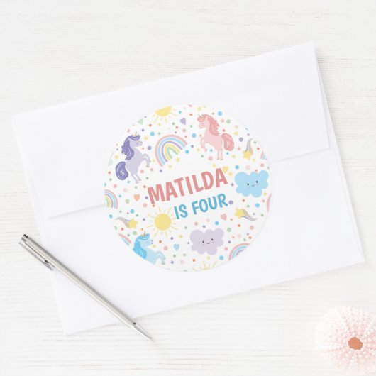kleine eenhoorns rond Stickers (Envelop)