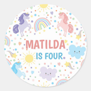  kleine eenhoorns rond Stickers