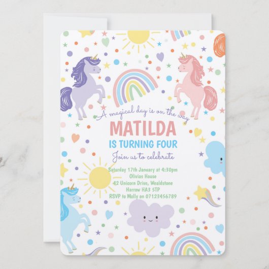 Kleine Eenhoorns Uitnodigingen (Voorkant)