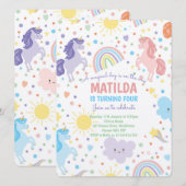 Kleine Eenhoorns Uitnodigingen (Voorkant / Achterkant)