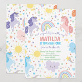 Kleine Eenhoorns Uitnodigingen (Voorkant / Achterkant)