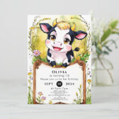 Kleine eenvoudige Koe Verjaardag Kaart (Staand voorkant)