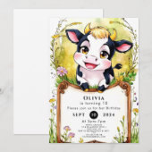Kleine eenvoudige Koe Verjaardag Kaart (Voorkant / Achterkant)