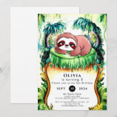 Kleine eenvoudige Sloth Verjaardag Kaart (Voorkant / Achterkant)