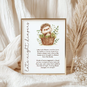 Kleine egel late night luier baby shower spel poster