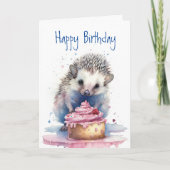 Kleine egel met Cake - elke dag dat je een dag oud Kaart (Voorkant)