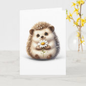 Kleine egel met Daisy Blank Natuur Groet Kaart (Gele Bloem)