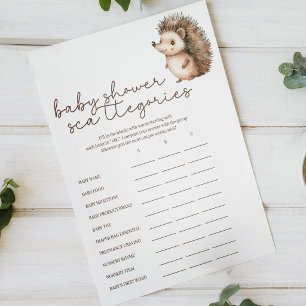 Kleine Egel Scattergories Baby Shower Spel Poster