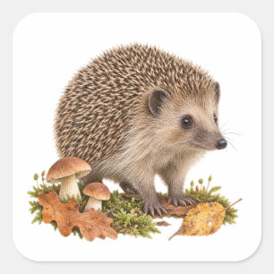 Kleine egel voor een bosnatuurdagboek vierkante sticker