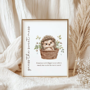 Kleine Egel Zoete Rommel Luier Baby Shower Spel Poster