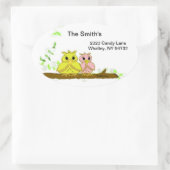 Kleine Eigenaars op een Tak Ovale Sticker (Tas)