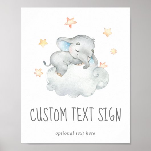 Kleine Elephant Boy Baby shower Aangepast Teksttek Poster (Voorkant)