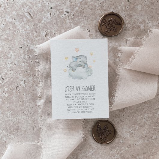 Kleine Elephant Boy Baby shower Display Shower Informatiekaartje