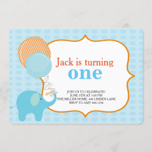 Kleine Elephant First Birthday Invitations Kaart