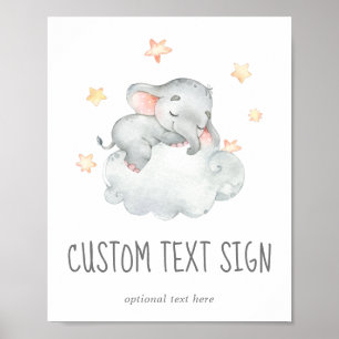 Kleine Elephant Girl Baby shower Aangepaste tekst Poster