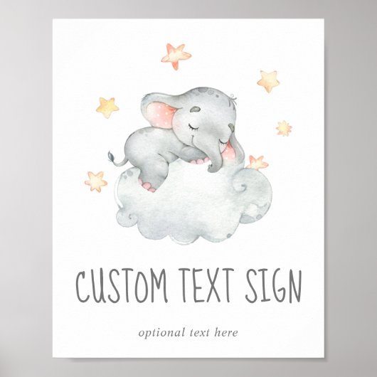 Kleine Elephant Girl Baby shower Aangepaste tekst Poster (Voorkant)
