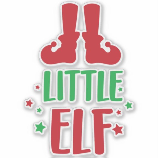 Kleine Elf, Elf Shoes, Sterren, Kerstmis, Kerstmis Sticker (Voorkant)