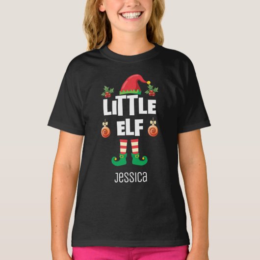 Kleine elf familie die de naam van de kerstman bij t-shirt (Voorkant)
