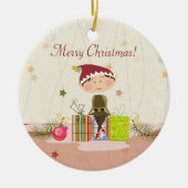 Kleine Elf-Girl- en kerstcadeautjes Keramisch Ornament (Voorkant)