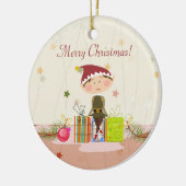 Kleine Elf-Girl- en kerstcadeautjes Keramisch Ornament (Links)