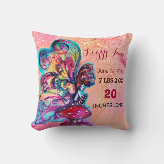 KLEINE ELF MUSHROOMS BABY SHOWER Baby Vogelvlekken Kussen (Voorkant)