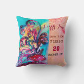 KLEINE ELF-MUSHROOMS, GIRL BABY SHOWER Baby Status Kussen (Achterkant)