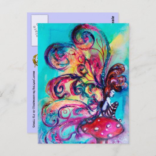 Kleine Elf paddenstoelen Briefkaart (Voorkant / Achterkant)