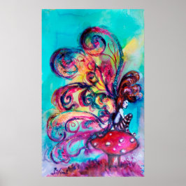 Kleine Elf paddenstoelen Poster